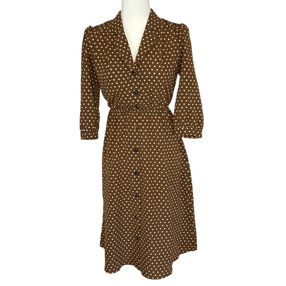 Monteau Polka Dot Dress Women's S | Brown & White | Fit & Flare A-Line | EUC - Picture 1 of 12